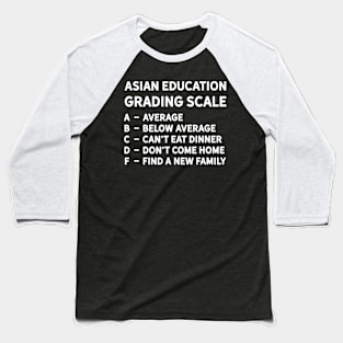 Asian Grading Scale School Student Teacher Humor Quote Baseball T-Shirt